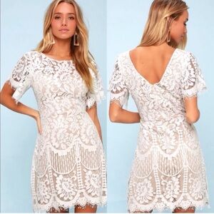 Lulu's White Floral Lace Mini Dress